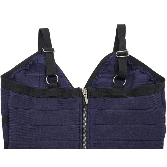 Women's - Bebe Navy Blue & Black Cropped Bandage Top, Size Small - Picture 7 of 7